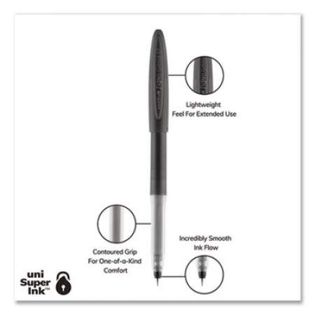 Uni-Ball Signo 207 Gel Pen, Retractable, Medium 0.7 mm, Black Ink, Translucent Black Barrel, 8/Pack